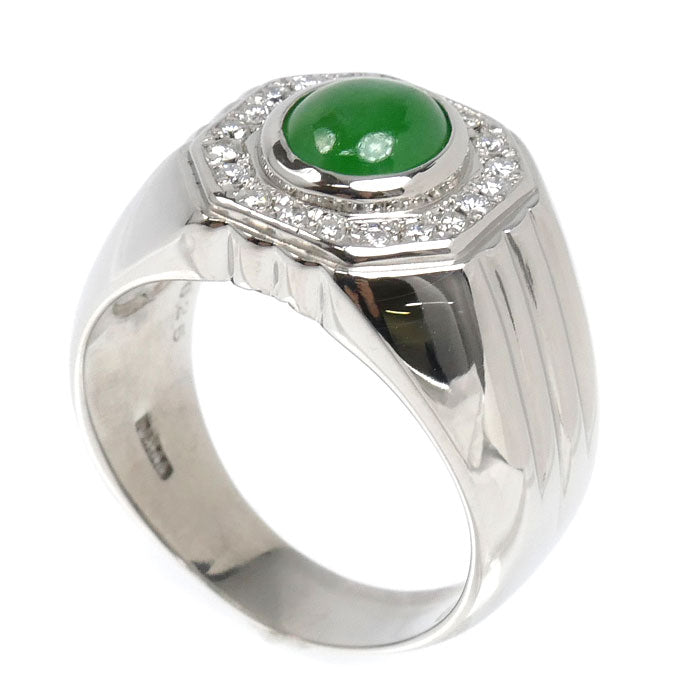 Pt900プラチナ リング・指輪 翡翠1.97ct ダイヤモンド0.25ct 20.5号 29.3g メンズ【中古】