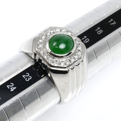 Pt900プラチナ リング・指輪 翡翠1.97ct ダイヤモンド0.25ct 20.5号 29.3g メンズ【中古】