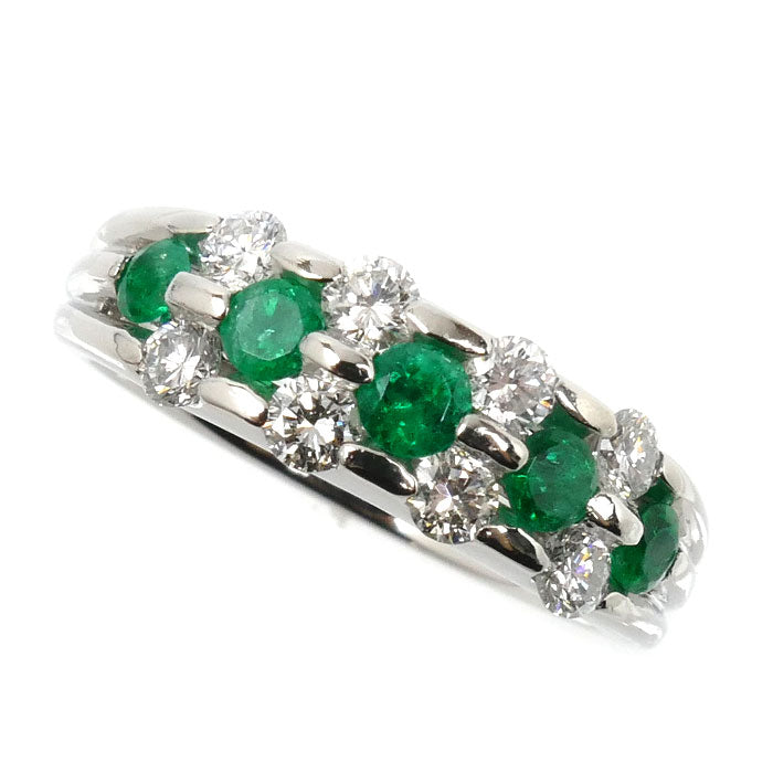 Pt900プラチナ リング・指輪 エメラルド0.46ct ダイヤモンド0.56ct 11号 7.7g レディース【中古】【美品】