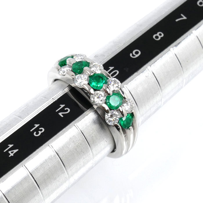 Pt900プラチナ リング・指輪 エメラルド0.46ct ダイヤモンド0.56ct 11号 7.7g レディース【中古】【美品】