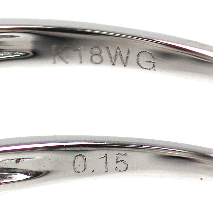 K18WG ホワイトゴールド リボン モチーフ リング・指輪 ダイヤモンド0.15ct 13.5号 1.9g レディース【中古】【美品】