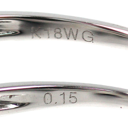 K18WG ホワイトゴールド リボン モチーフ リング・指輪 ダイヤモンド0.15ct 13.5号 1.9g レディース【中古】【美品】