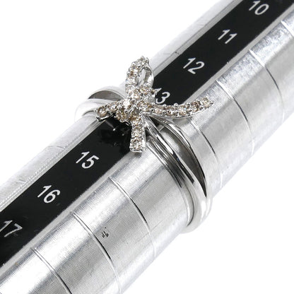K18WG ホワイトゴールド リボン モチーフ リング・指輪 ダイヤモンド0.15ct 13.5号 1.9g レディース【中古】【美品】