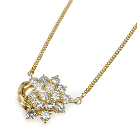 K18YG イエローゴールド ネックレス ダイヤモンド1.28ct 4.7g 42cm レディース【中古】