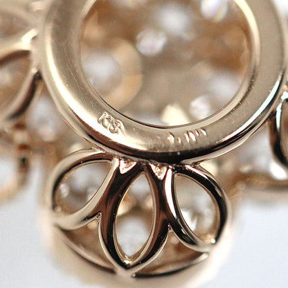 K18PG ピンクゴールド フラワー モチーフ ネックレス ダイヤモンド1.00ct 3.0g ～45cm フリーチェーン レディース【中古】【美品】