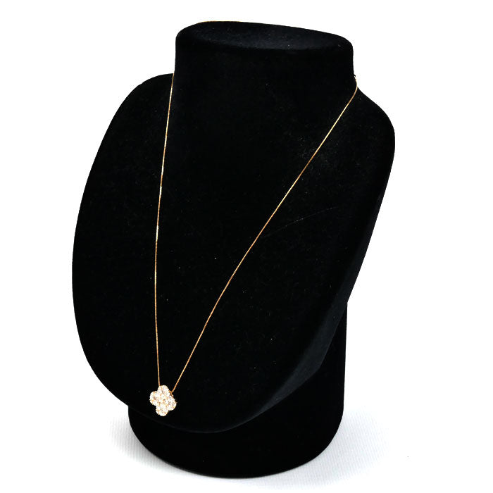 K18PG ピンクゴールド フラワー モチーフ ネックレス ダイヤモンド1.00ct 3.0g ～45cm フリーチェーン レディース【中古】【美品】