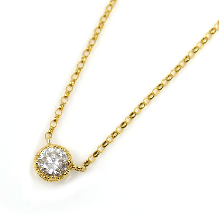 K18YG イエローゴールド ネックレス ダイヤモンド0.17ct 1.1g 40cm レディース【中古】【美品】