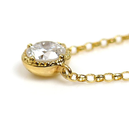 K18YG イエローゴールド ネックレス ダイヤモンド0.17ct 1.1g 40cm レディース【中古】【美品】