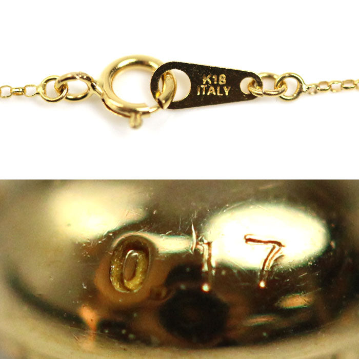 K18YG イエローゴールド ネックレス ダイヤモンド0.17ct 1.1g 40cm レディース【中古】【美品】