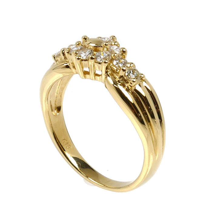 K18YG イエローゴールド リング・指輪 ダイヤモンド0.48ct 12.5号 4.7g レディース【中古】
