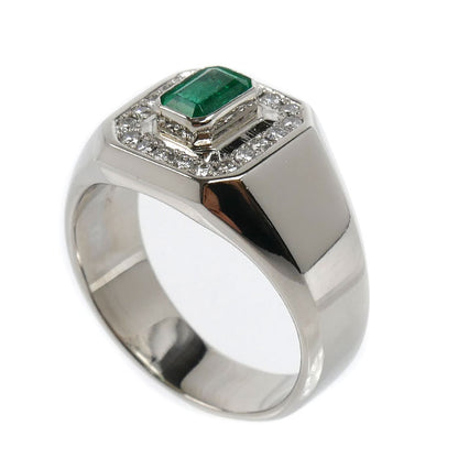 Pt900プラチナ リング・指輪 エメラルド0.64ct ダイヤモンド0.26ct 20号 21.7g メンズ【中古】