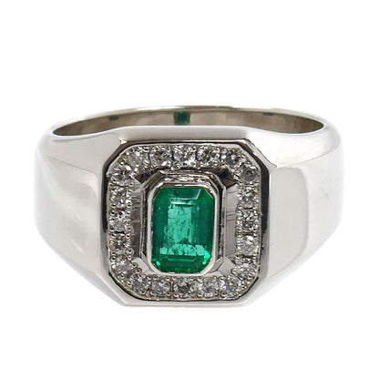 Pt900プラチナ リング・指輪 エメラルド0.64ct ダイヤモンド0.26ct 20号 21.7g メンズ【中古】