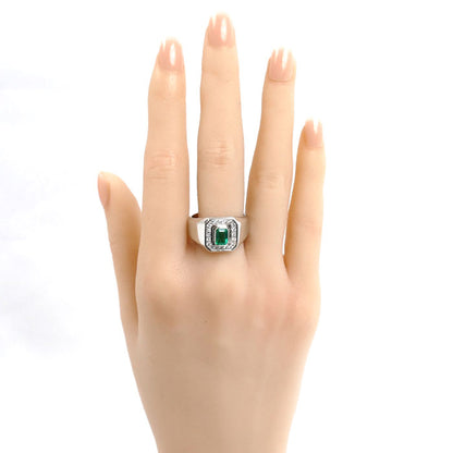 Pt900プラチナ リング・指輪 エメラルド0.64ct ダイヤモンド0.26ct 20号 21.7g メンズ【中古】