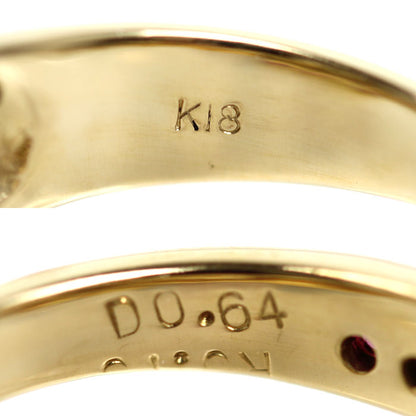 K18YG イエローゴールド パンサー リング・指輪 ダイヤモンド0.64ct ルビー エメラルド 12号 8.3g レディース【中古】