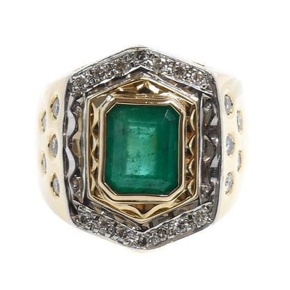 K18YG イエローゴールド Pm リング・指輪 エメラルド2.50ct ダイヤモンド0.74ct 21.5号 30.9g メンズ【中古】