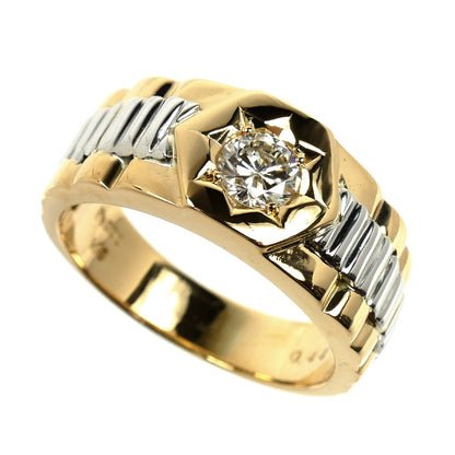 K18YG イエローゴールド Pt900プラチナ リング・指輪 ダイヤモンド0.44ct 20号 12.0g メンズ【中古】【美品】