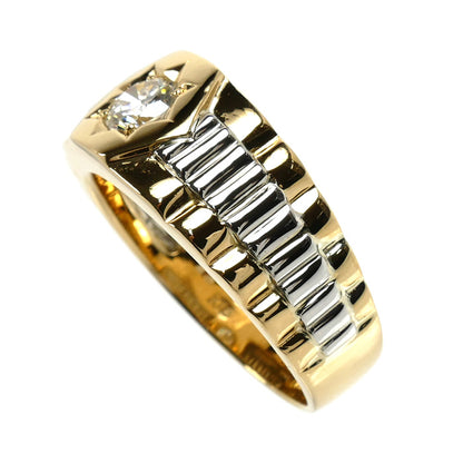 K18YG イエローゴールド Pt900プラチナ リング・指輪 ダイヤモンド0.44ct 20号 12.0g メンズ【中古】【美品】