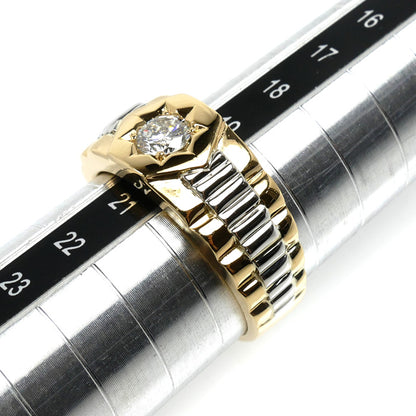 K18YG イエローゴールド Pt900プラチナ リング・指輪 ダイヤモンド0.44ct 20号 12.0g メンズ【中古】【美品】