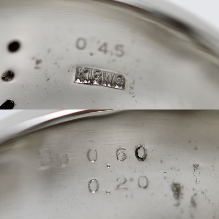 K18WG ホワイトゴールド リング・指輪 ダイヤモンド0.45ct/0.20ct ブラックダイヤモンド0.60ct 21.5号 23.3g メンズ【中古】
