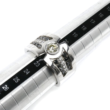 K18WG ホワイトゴールド リング・指輪 ダイヤモンド0.45ct/0.20ct ブラックダイヤモンド0.60ct 21.5号 23.3g メンズ【中古】