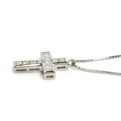 ゆきざき Pt900プラチナ Pt850プラチナ リッチクロス ネックレス W50217.2.2 ダイヤモンド0.50ct 4.3g ～50cm フリーチェーン レディース【中古】