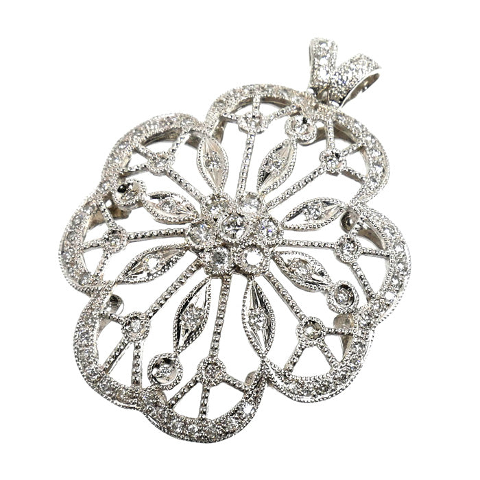 K18WG ホワイトゴールド ペンダントトップ ダイヤモンド0.55ct 7.2g レディース【中古】【美品】