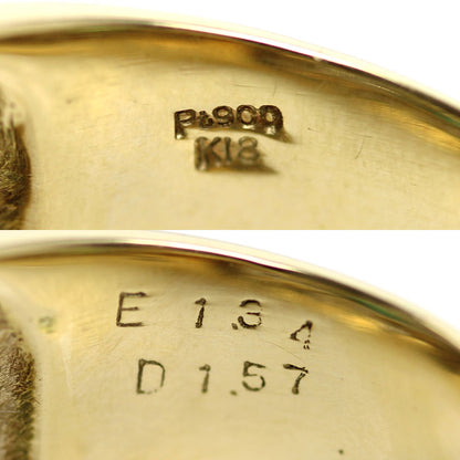 K18YG イエローゴールド Pt900プラチナ リング・指輪 エメラルド1.34ct ダイヤモンド1.57ct 19号 17.2g メンズ【中古】