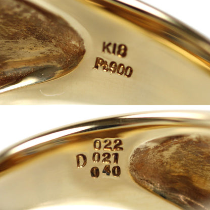 K18YG イエローゴールド Pt900プラチナ リング・指輪 ダイヤモンド0.22ct/0.21ct サファイア0.40ct 18号 12.9g メンズ【中古】