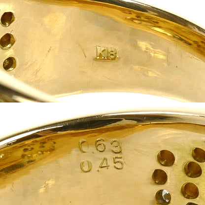 K18YG イエローゴールド リング・指輪 ダイヤモンド0.63ct/0.45ct 20号 22.9g メンズ【中古】【美品】