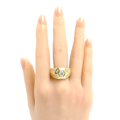 K18YG イエローゴールド リング・指輪 ダイヤモンド0.63ct/0.45ct 20号 22.9g メンズ【中古】【美品】