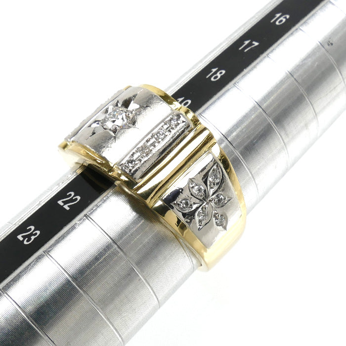 K18YG イエローゴールド Pt900プラチナ リング・指輪 ダイヤモンド0.31ct 20号 13.5g メンズ【中古】