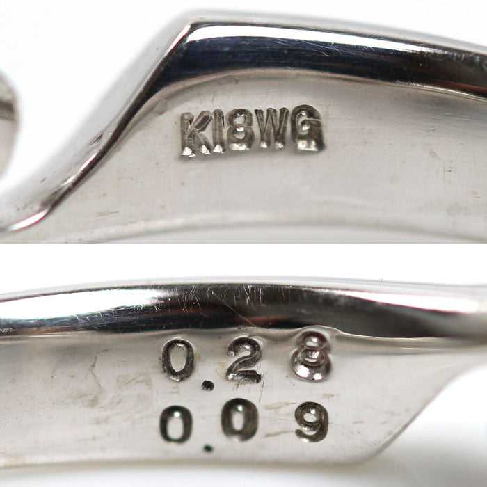 K18WG ホワイトゴールド リング・指輪 ダイヤモンド0.28ct/0.09ct 13号 5.9g レディース【中古】