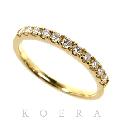 K18YG イエローゴールド ハーフエタニティ リング・指輪 ダイヤモンド0.35ct 14号 2.6g レディース【中古】【美品】