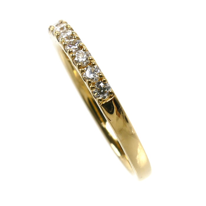 K18YG イエローゴールド ハーフエタニティ リング・指輪 ダイヤモンド0.35ct 14号 2.6g レディース【中古】【美品】