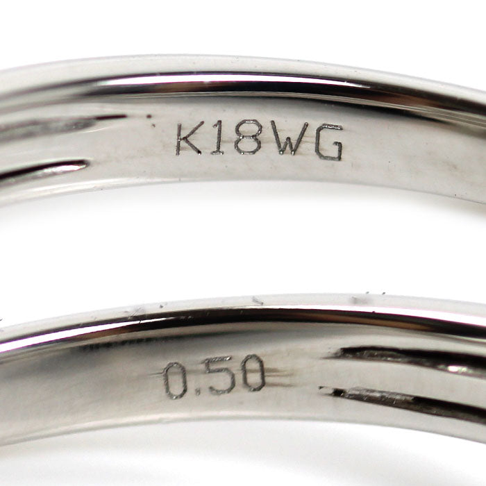 K18WG ホワイトゴールド リング・指輪 ダイヤモンド0.50ct 15号 3.0g レディース【中古】【美品】