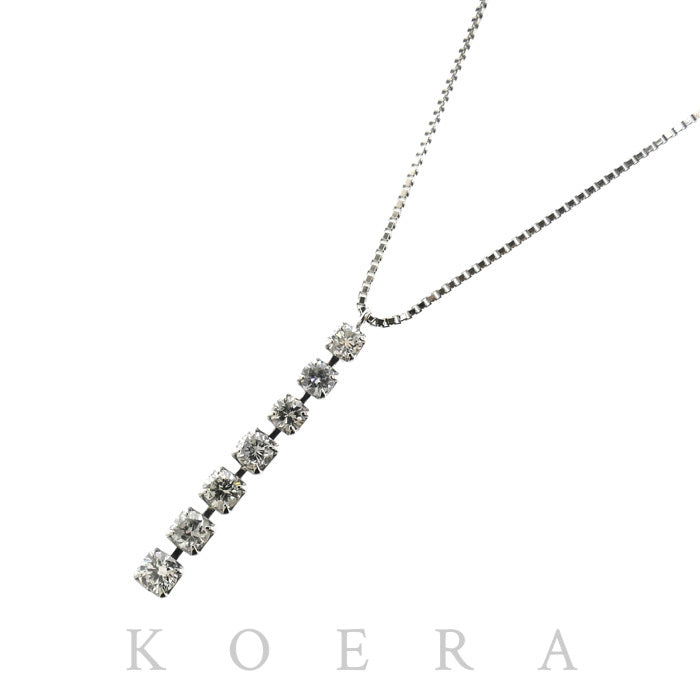 Pt850プラチナ ネックレス ダイヤモンド0.67ct 3.4g ～45cm レディース【中古】