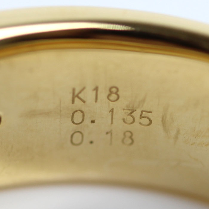 K18YG イエローゴールド リング・指輪 ダイヤモンド0.135ct/0.18ct 20号 12.5g メンズ【中古】