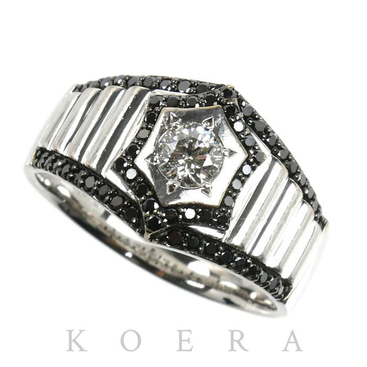 K18WG ホワイトゴールド リング・指輪 ダイヤモンド0.415ct ブラックダイヤモンド0.50ct 11.8g 27号 メンズ【中古】