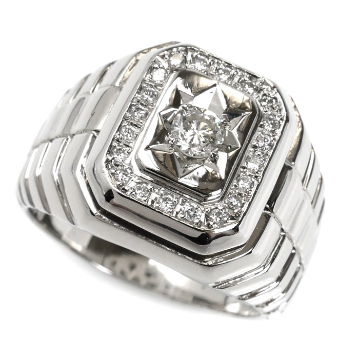 Pt900プラチナ リング・指輪 ダイヤモンド0.50ct 23.5号 26.9g メンズ【中古】