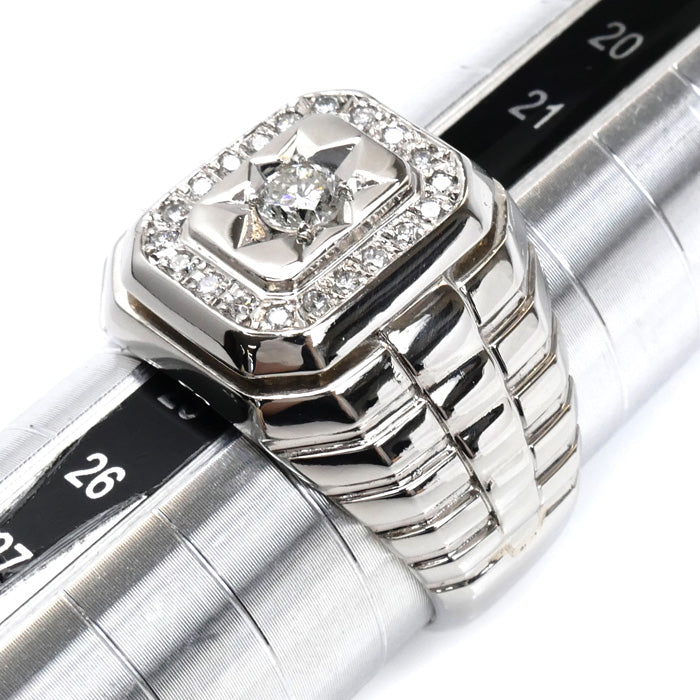 Pt900プラチナ リング・指輪 ダイヤモンド0.50ct 23.5号 26.9g メンズ【中古】