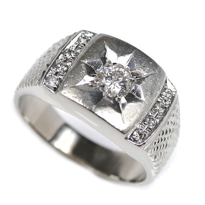 Pt900プラチナ リング・指輪 ダイヤモンド0.30ct/0.12ct 21号 18.6g メンズ【中古】