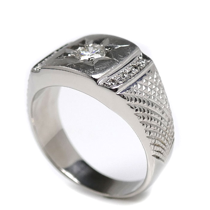 Pt900プラチナ リング・指輪 ダイヤモンド0.30ct/0.12ct 21号 18.6g メンズ【中古】