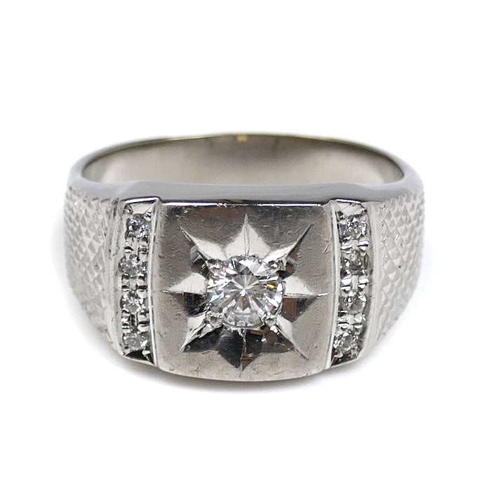 Pt900プラチナ リング・指輪 ダイヤモンド0.30ct/0.12ct 21号 18.6g メンズ【中古】