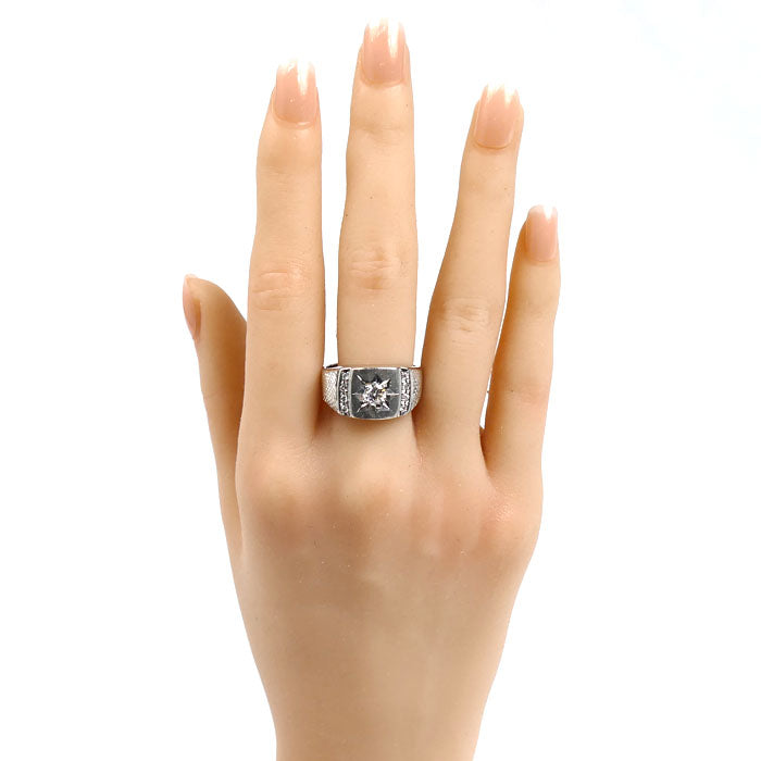 Pt900プラチナ リング・指輪 ダイヤモンド0.30ct/0.12ct 21号 18.6g メンズ【中古】