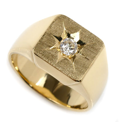 K18YG イエローゴールド 印台 リング・指輪 ダイヤモンド0.25ct 25号 23.6g メンズ【中古】【美品】