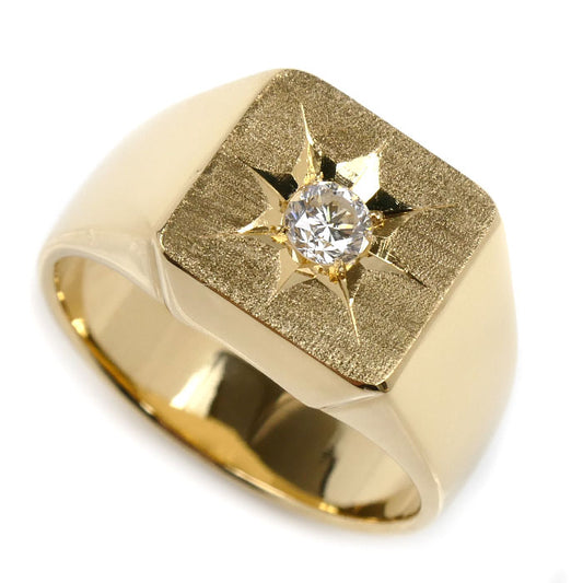 K18YG イエローゴールド 印台 リング・指輪 ダイヤモンド0.25ct 25号 23.6g メンズ【中古】【美品】