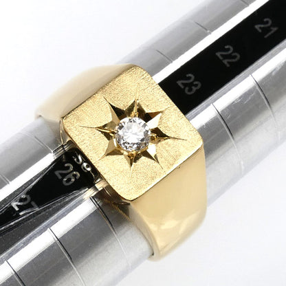 K18YG イエローゴールド 印台 リング・指輪 ダイヤモンド0.25ct 25号 23.6g メンズ【中古】【美品】