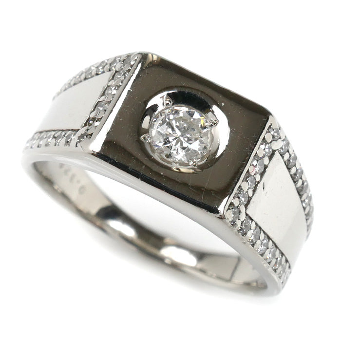 Pt900プラチナ リング・指輪 ダイヤモンド0.32ct/0.39ct 18号 13.1g メンズ【中古】