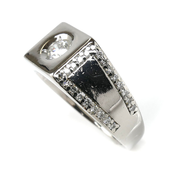 中古美品 Pt900プラチナリング 6g Pt900プラチナ リング・指輪 ダイヤモンド0.32ct/0.39ct 18号 13.1g