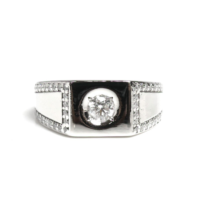 Pt900プラチナ リング・指輪 ダイヤモンド0.32ct/0.39ct 18号 13.1g メンズ【中古】